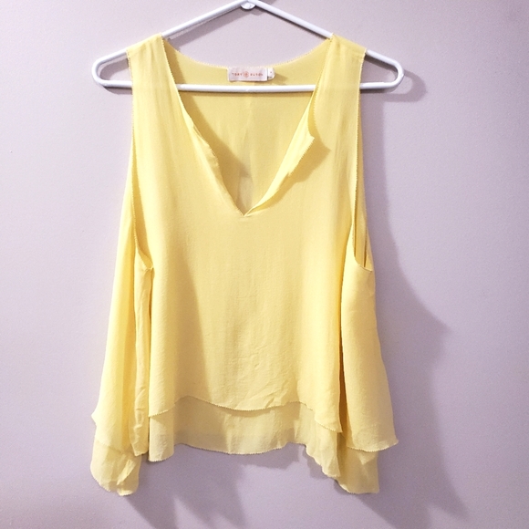 Tory Burch - Alex Yellow Layered Sleeveless Silk Top - Size 14 - Picture 3 of 7